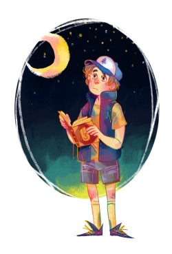cy-lindric:  I wanted to try out a new technique and I started watching Gravity Falls at last so have a Dipper 