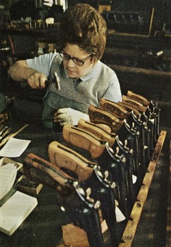 vieuxmetiers:  David Arnold - A worker makes guns at Smith &amp; Wesson factory, Springfield, Massachusetts. 