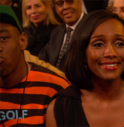 oddstate:  adirtylilsecret:  primadonnaqurl:  frank ocean’s mom was my favorite part of the evening. she just looked so proud and happy. and then there’s tyler….  You can’t take niggas no where lol  ~ 