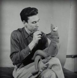 atomic-flash:  A Young Jim Henson Working On His First ‘Kermit’ Puppet Prototype, 1954. 