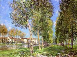 artist-sisley:  The Lane of Poplars at Moret Sur Loing, 1888, Alfred SisleyMedium: oil,canvas