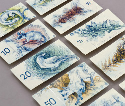 escapekit:Concept for the Hungarian euroBudapest-based graphic designer Barbara Bernát has conceptualized gorgeous bank note designs for her MA degree project at the University of West Hungary.Escape Kit / Twitter / Subscribe