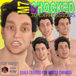 Are you shocked?? I’m shocked! Shocked that these shocking facial expressions are now available! Very exciting! And shocking&hellip;. Shocked  Expressions for Michael 7 and Genesis 3 Male is comprised of 30 custom  facial Expression with control sliders
