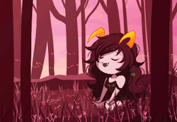 I wanted to draw my fantroll Senene in her land, the Land of Sunsets and Song! Its a woods-y like area with a constant sunset 24/7 and the breeze carries songs and tunes all over the land. Senene loves singing so she adds to the music uvu