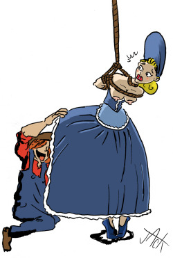 vaudevillejack:  An old-fashioned Belle getting tied up and spanked by a ranch hand