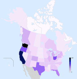 hansarai:mapsontheweb:Distribution of reported Bigfoot sightings in North America.  Thank you