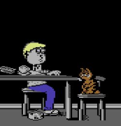 umiumisumi:  syntax-error:  ttlynotagastya:  vgjunk:  Just look how soul-crushingly depressing Garfield: Big Fat Hairy Deal for the Commodore 64 is.   look how depressing it is when you remove garfield  it’s even better if you animate it  bynnie
