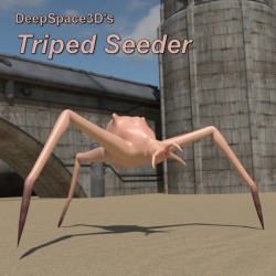  DeepSpace3D&rsquo;s Triped Seeder: a 3-legged member of the species known as  Tripeds from a galaxy far away, the vanguard of an alien invasion. Poseable character with a choice of 8 different textures / shaders,  optimised for Poser 11 Superfly but