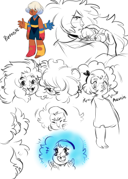 freshlymadebuns:  since ciel drew amazing fanart of my small beans i figured its time to post about them malachite- likes pulling pranks on people, close to both of her moms and her sisters, the oldest of the three. she cant swim but inherited lapis’s