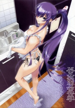 ass busujima saeko cleavage highschool of the dead inazuma naked apron pantsu string panties | #45018 | yande.re