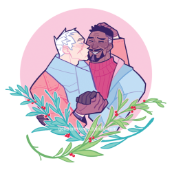 genuerevuelta:  Two old men smooch a lot and everything is perfect and happy. Made this one over the holidays for friends~  Jack Morrison and Gabriel Reyes from Overwatch 