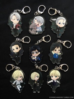 yoimerchandise: YOI x Exrare Acrylic Key Holders Original Release Date:January 2017 Featured Characters (4 Total):Viktor, Makkachin, Yuuri, Yuri Highlights:The first merch set that features little Yuuri and Yuri! &lt;3 No complaints about long-hair Viktor