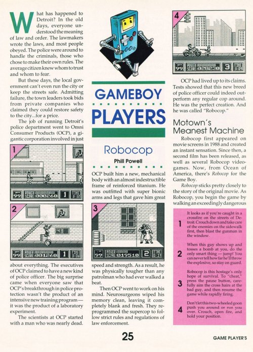oldgamemags:    Game Players Vol. 3 #7, July ‘91 - ‘Robocop’ on the Game Boy.