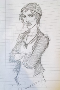 affentier:Made a very quick and sloppy sketch of Chloe Price on the bus today, since this wonderfully cringy game is back rightnow. I mean who wouldn’t sacrifice an entire town for that face? xD