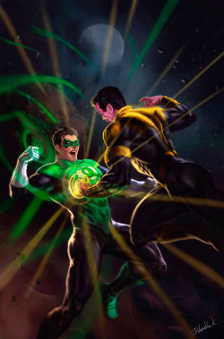 Green lantern vs Sinestro by dleoblack 