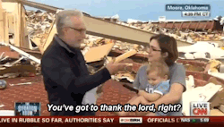 dallasharder:  mediaite:  CNN’s Wolf Blitzer Asks Atheist Tornado Survivor If She ‘Thanked The Lord’  hahahahah