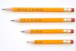 animalcell:  recalled pencils from a 90’s anti drug campaign 