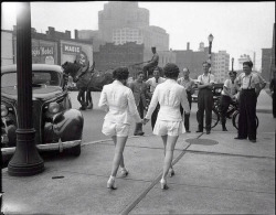 homosexualstereotypes:  aleaula:  tahitea:  ohmonroe:  niick4:  In 1937 two women caused a car accident by wearing shorts in public for the first time  I vow to reblog this every time is shows up on my dash  love this  they caused a car crash  No they