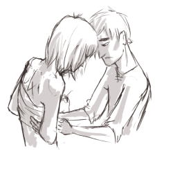 feastevil:  quick doodle because i just realized i have this headcanon that when armin started binding (before he had access to real binders) eren would help him get it on right and make sure it wasn’t restricting his breathing u-u 
