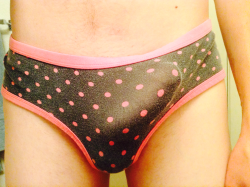 thetrappistmonk:  Let’s give this a try. Dick in panties. That’s straight forward enough. On the last I used flash and you can really see better through the soft cotton. Not sure what I should tag, really.  I&rsquo;m currently working hard making