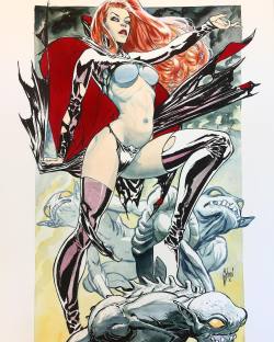 gmarch:  Finished. This is not an official cover. #goblinqueen #marvel #madelynepryor #watercolor #NICE (en Palma De Mallorca, Spain) 