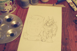 mema-dumpster:  This was the gift that i gave to my cousin ‘cause she loves that little, one eyed bastard, unfortunately i don’t have too many watercolors so i feel he looks kinda … empty, but i did my best because, he’s Shockwave right? 
