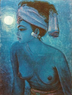 Balinese Girl Below the Light of the Moon, by Alimin.   Via Nasbahry-Paint.  
