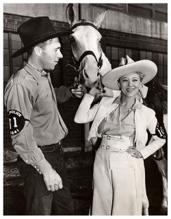 burleskateer:Vintage press photo dated from October of ‘41, features Sally Rand posing with boyfriend: Thurkel “Turk” Greenough.. “Turk” was a 36-year-old professional Bronco Buster, and (in 1942) would become the 2nd of Sally’s four husbands..