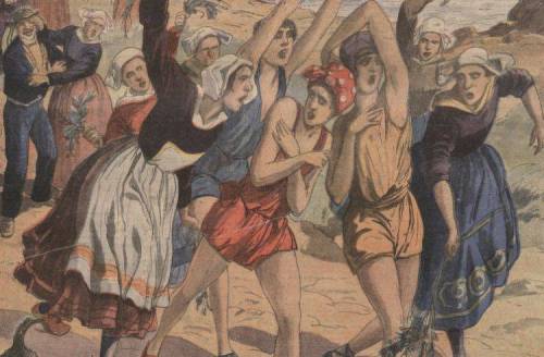 Petit Journal Illustré intitulée “La punition des baigneuses trop coquettes”, 1927. Nudes &amp; Noises  