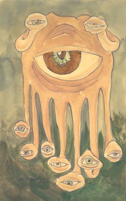 It seems that I will never get tired of eyeball monsters. Ink and/or watercolor on paper, 5&quot;x8&quot;, Matt Bernson 2013