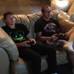 After jamming out on the guitars for a bit we got to go blow up some zombies in nuke town! #cousin