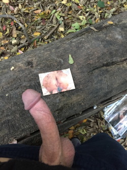 dlbiguy8:  Came across this pic when I was running in the park. had to stop and bust a load….have a vid of me cumming on it, debating posting it   Wow nice cock