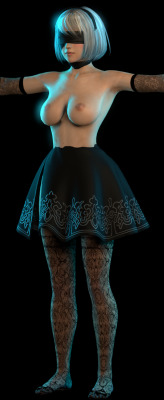 slendistry:  2B or not 2B?Saw this animation from @kallenz, decided to try and find the model, found the model, hacked on a body. I’m not fully versed on the game this character is from but she’s super cute so this was worth the time. I’m taking