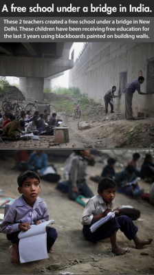 tpbullshit:  frenchchairs:  It is an unusual school in an unusual location and is run by an unusual teacher. Rajesh Kumar is a shopkeeper by profession but spends hours every morning teaching around 80 children from the poorest of the poor in India’s