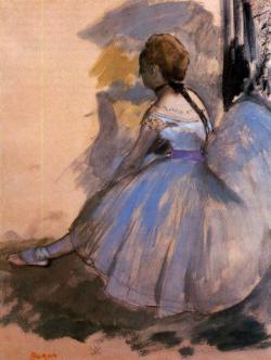 impressionism-art-blog: Dancer Seated (study) via Edgar Degas Medium: pencil