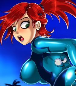 shadbase:  Bloo Suit Frankie Little spinoff pinup of the BLoo Panties comic up on Shadbase.