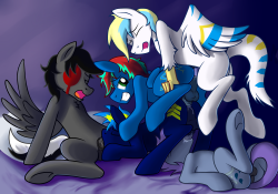 A naughty orgy for Ultra Marine​ featuring himself, Mixy, Cirrus, Voltage, and Windy Drip!  #horseshavingfun