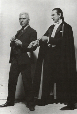 Edward van Sloan as Van Helsing and Bela Lugosi as Dracula in a publicity shot for the 1931 movie. From The Dracula Scrapbook, by Peter Haining (Souvenir Press, 1987). From a charity shop in Sheffield.
