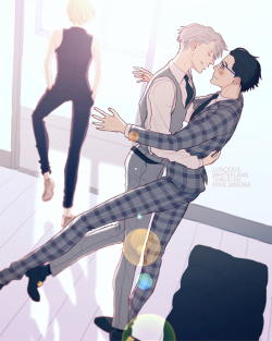 lusciouswhiteflame:Victuuri!Victor’s outfit is &lt;33 So I wanted to give it a try :)Yuri is on his way to get himself a Leroy to be all lovey-dovey too ;)