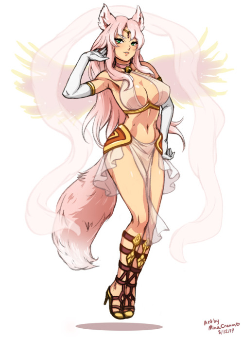   #587 OC Eiru Character design for client. Goddess and summer dress versions.