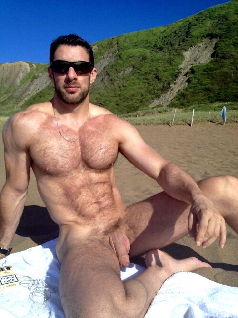 Gay bear men on beach