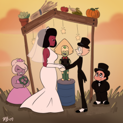 spinelstar:  30-Day OTP Challenge | Karin’s 30 Days of Pearlnet Day 26: Getting married New headcanon: the gems thought the whole “let’s all marry each other” thing was such a great idea that they threw a series of weddings, celebrating each