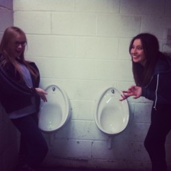 ipstanding:  Me and liv in the gents #lads #toilets #grim #urinals #stunk #stinky #smelly #posing #why 