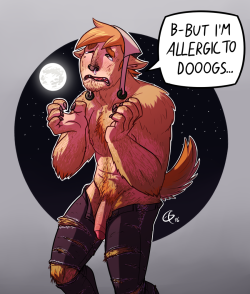 bavarii:  AWOOOOOOOOOOOOOOO *achoo* A small and very silly Halloween drawing of Aiva as Shiba coloured werewoof with some unforseen problems. These sort of ideas have been amusing me all day already, like what would happen if a werewolf ate some chocolate