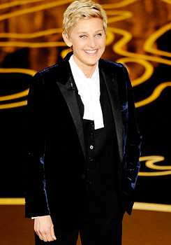 p-pikachu:   Ellen DeGeneres speaks onstage during the Oscars 2014.   No offense, but I dont think she&rsquo;s funny