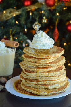 hoardingrecipes:    Fluffy Whole Wheat Eggnog Pancakes with Homemade Eggnog