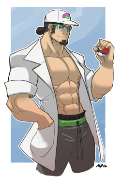 mattpichette:  Finished my drawing of Prof. Kukui. Can’t wait for the new Pokemon!   wouldn’t mind seeing his pokeballs