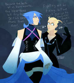mintyskulls: Something I’d love to see despite the improbability: Aqua and Larxene shenanigans in the Realm of Darkness because Larxene got lost in there somehow doing villain stuff Do not repost or use without proper credit. Ask for permission first,