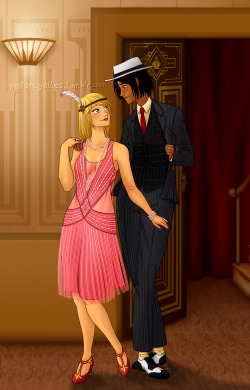 aaaaaannd it&rsquo;s finally done! 1920s AU YUMIKURI cause i&rsquo;m all about doing 20s things. Historia in a flapper dress and Ymir in a cool ass suit. The background has a lot of Art Déco references to match the whole 1920s aura. It took me over a