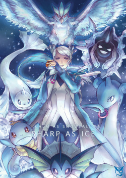 payoki:  Calm as snowfall, sharp as ice.Team Mystic stands ready to fight!I will be selling this as a print THIS WEEKEND at Animaga 2016 with Valor and Instinct!